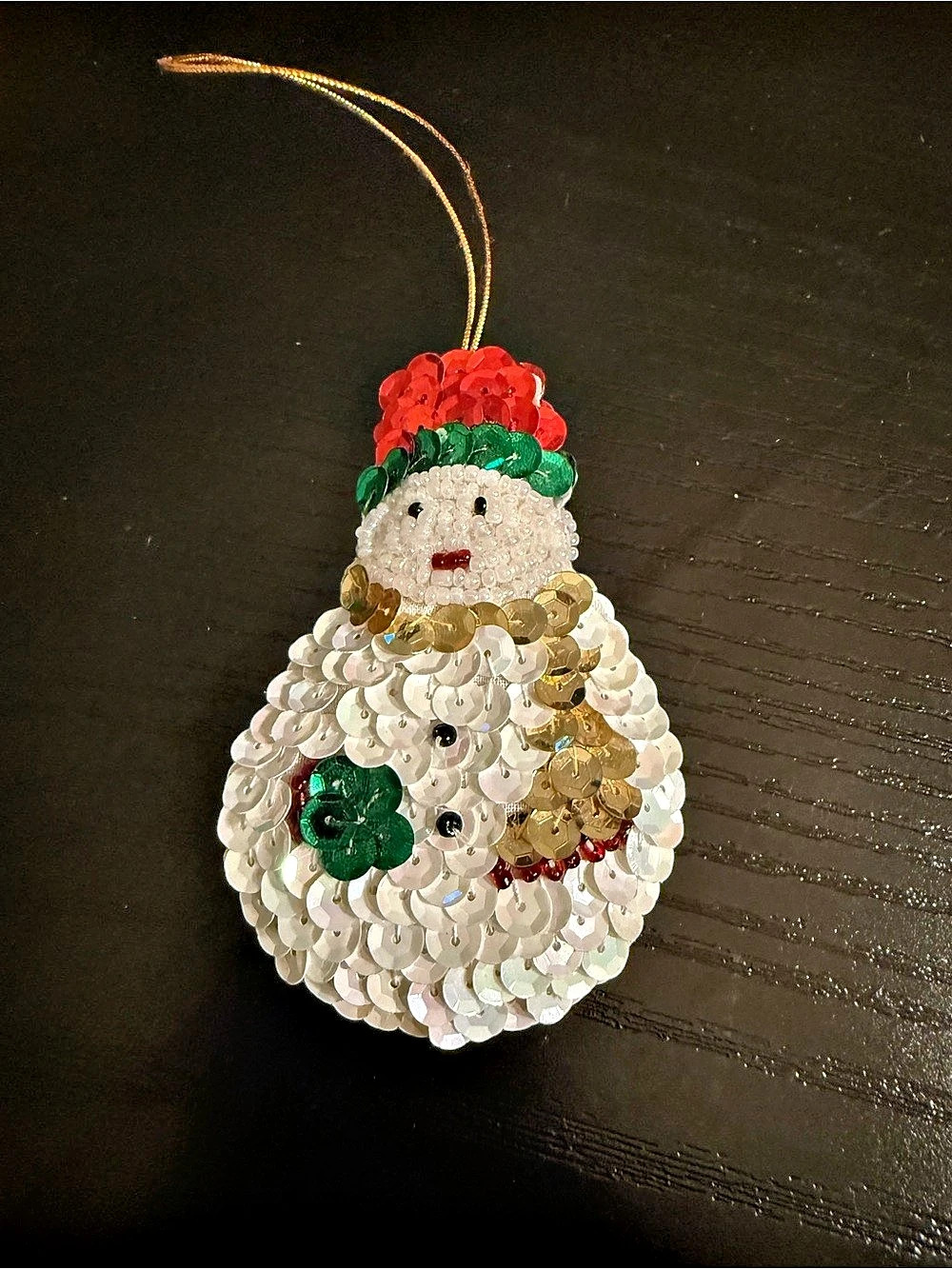 VTG Sequin Snowman Holiday Ornament